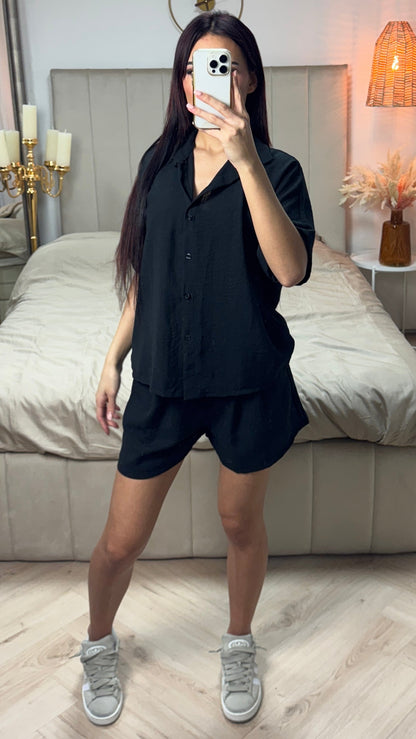 Two-Piece Blouse + Shorts Set