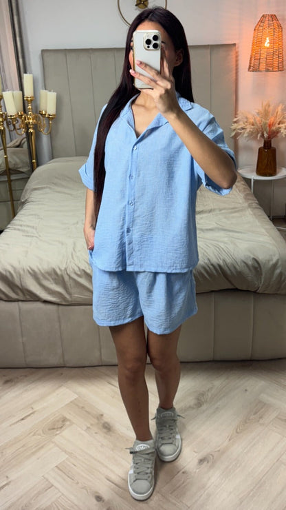 Two-Piece Blouse + Shorts Set