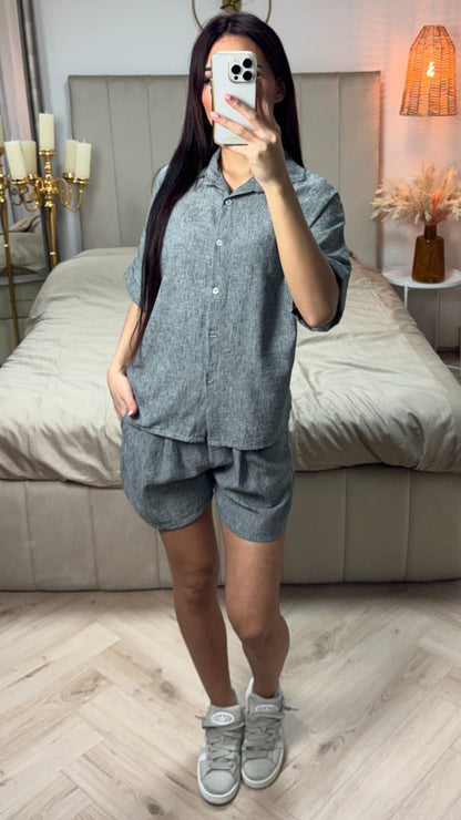 Two-Piece Blouse + Shorts Set