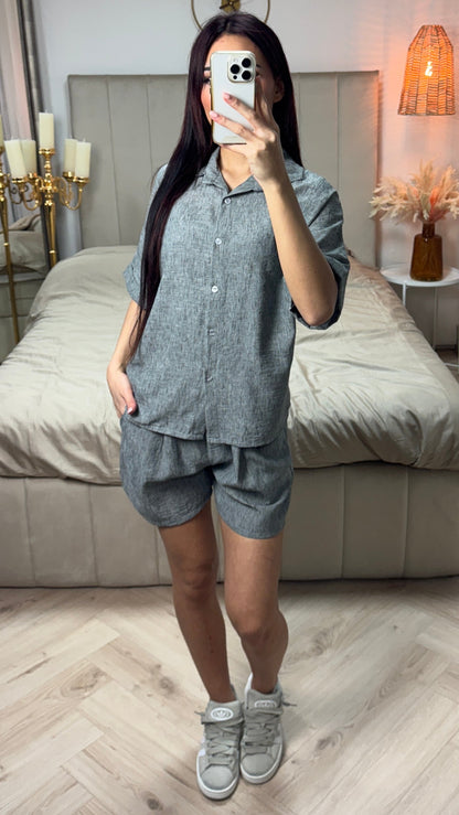 Two-Piece Blouse + Shorts Set