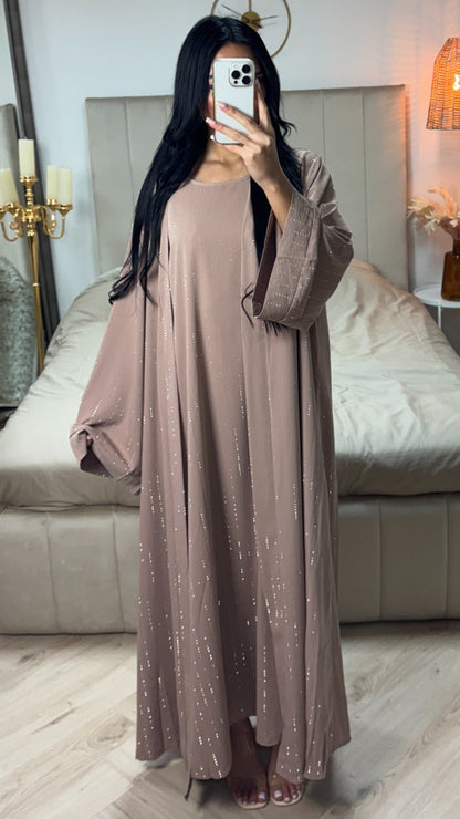 Two-Piece Set Kimono + Dress Oversized Rhinestone Abaya