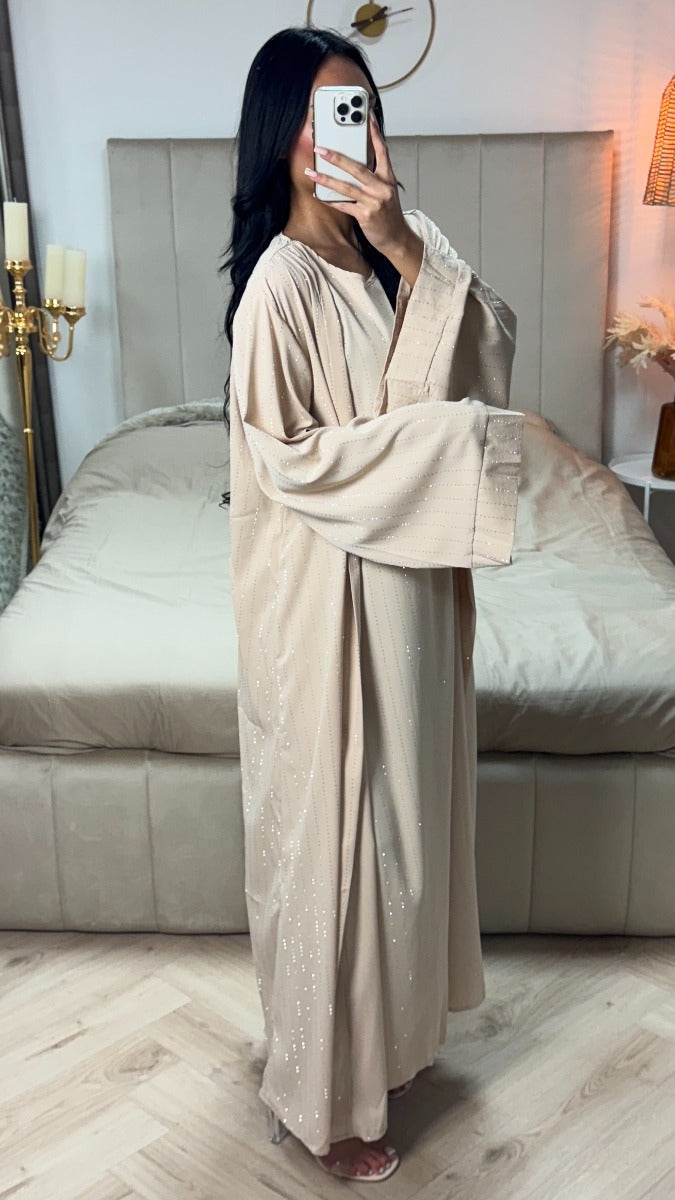 Two-Piece Set Kimono + Dress Oversized Rhinestone Abaya