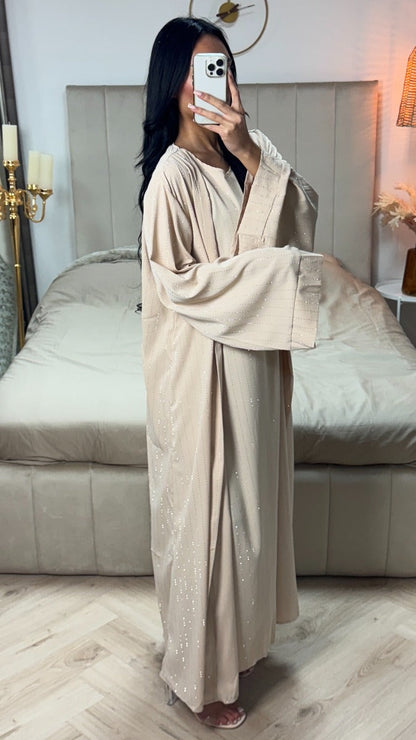 Two-Piece Set Kimono + Dress Oversized Rhinestone Abaya