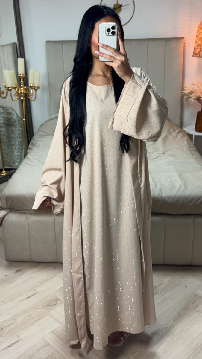 Two-Piece Set Kimono + Dress Oversized Rhinestone Abaya