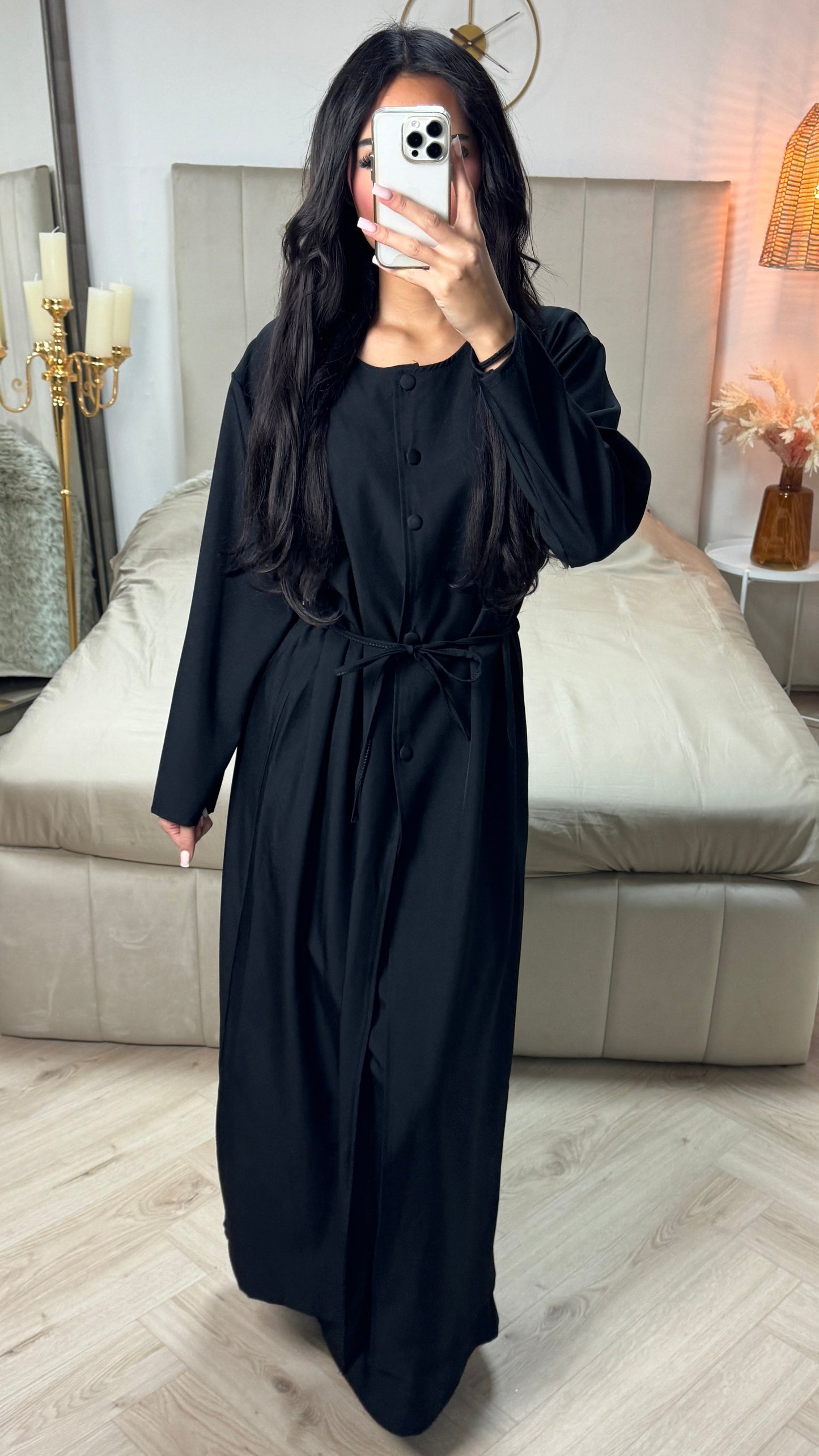 Two-Pieces Set Tie Belt Blouse Button Maxi + Skirt