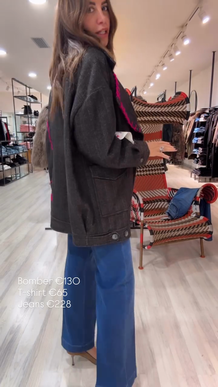 Slogan Patch Herringbone Coat