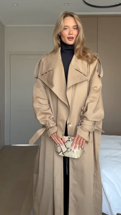 Beige oversized trench coat