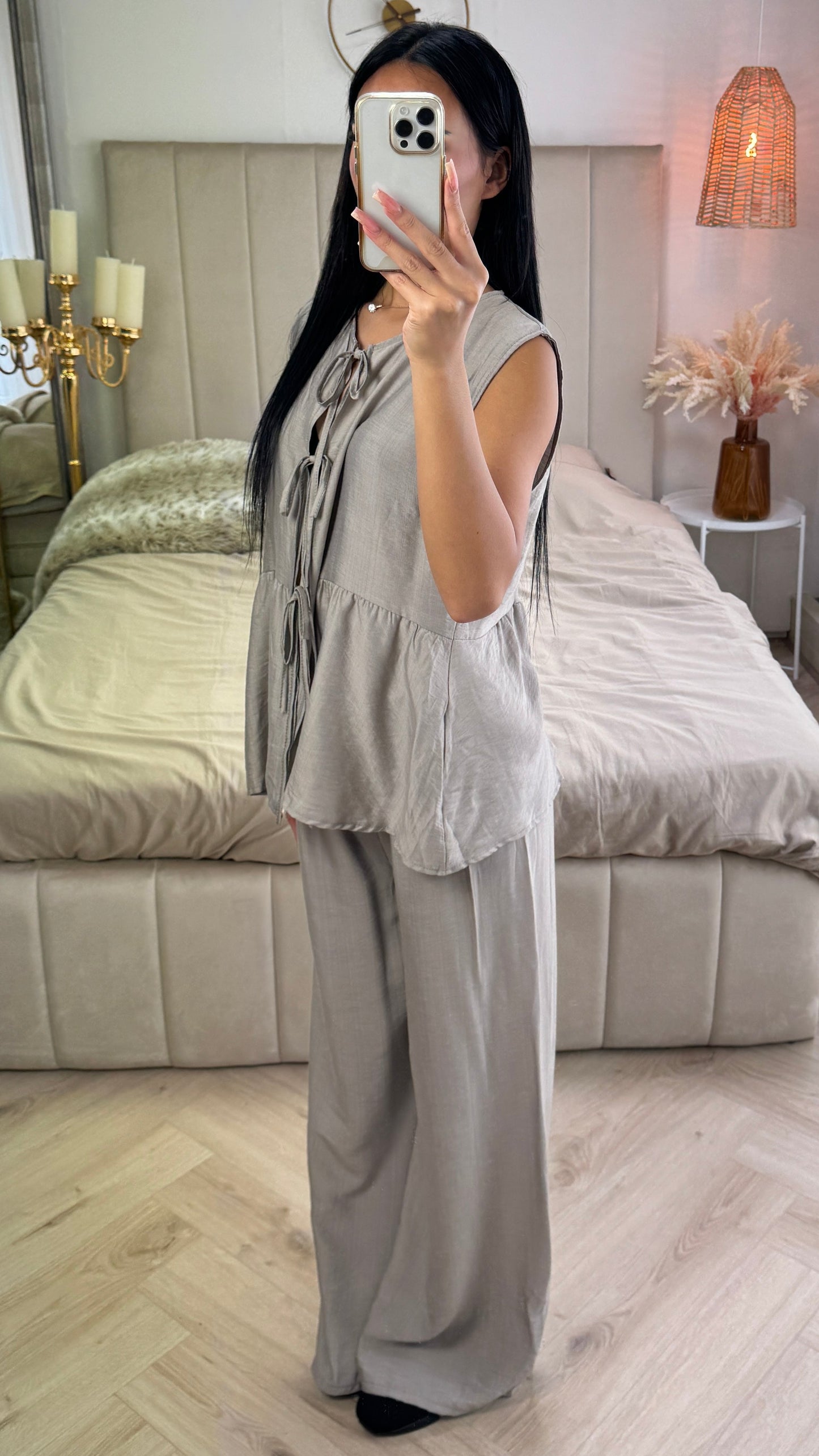 Sleeveless Viscose Set with Bow Details – Airy Summer Set