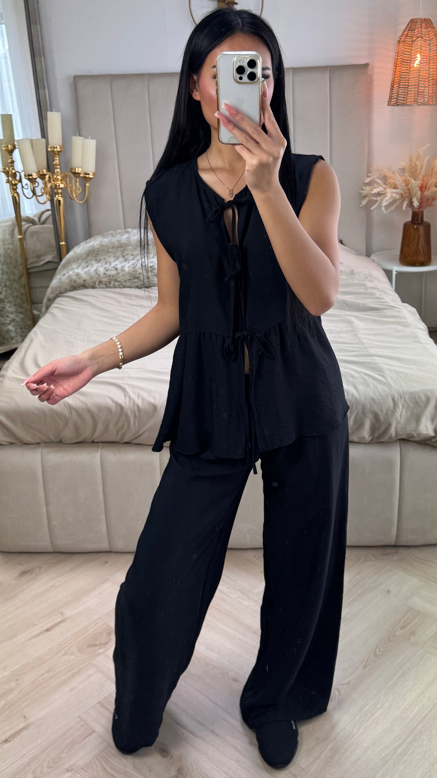 Sleeveless Viscose Set with Bow Details – Airy Summer Set