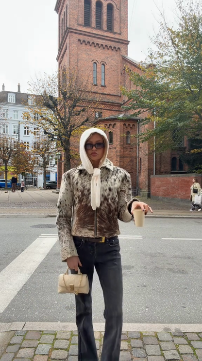 Leopard-print faux fur jacket