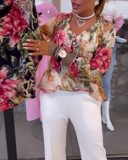 Elsie | Floral V-Neck Blouse