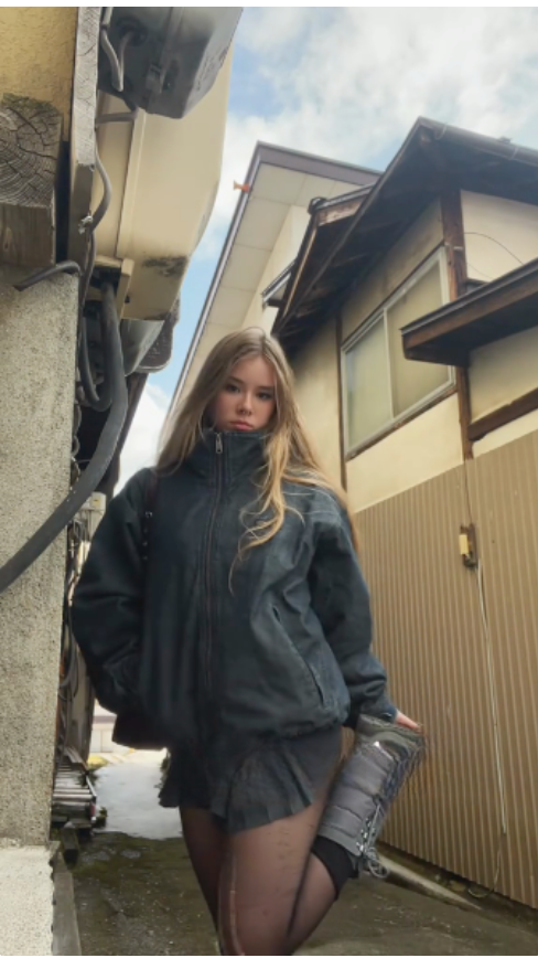 Washed Denim Puffer Jacket