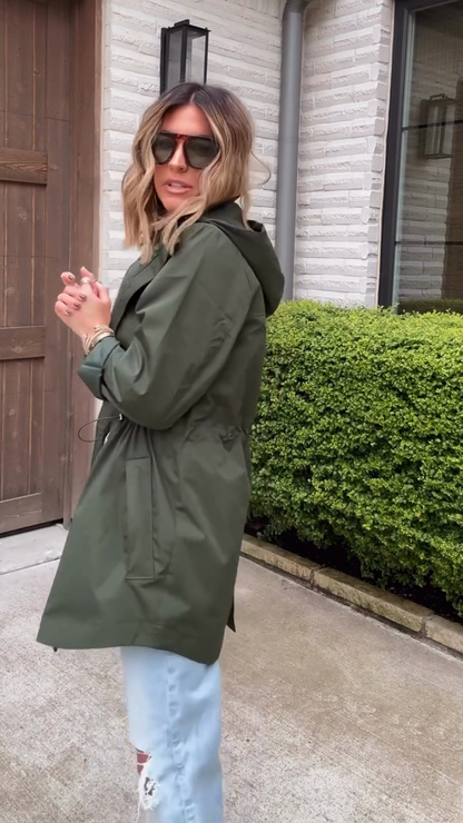 Olive green waterproof windbreaker