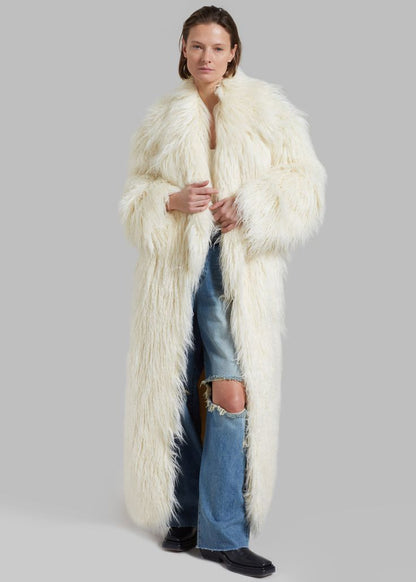 Ivory Faux Fur Maxi Coat