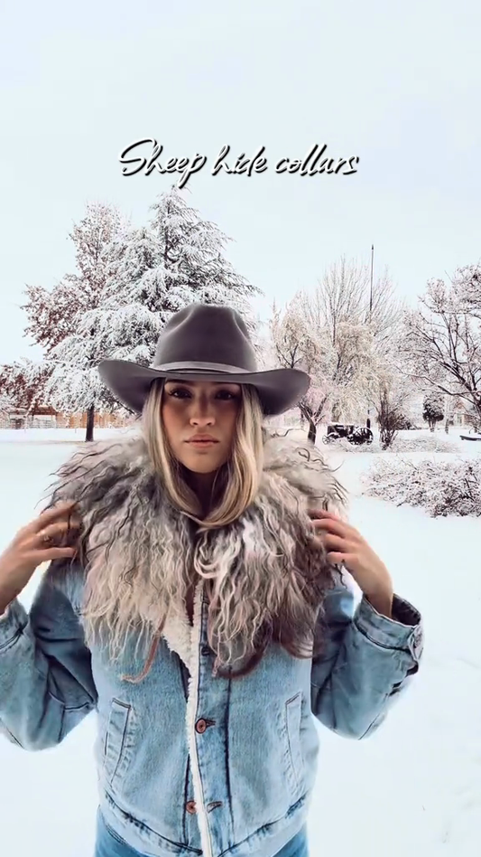 Sheepskin collar denim jacket