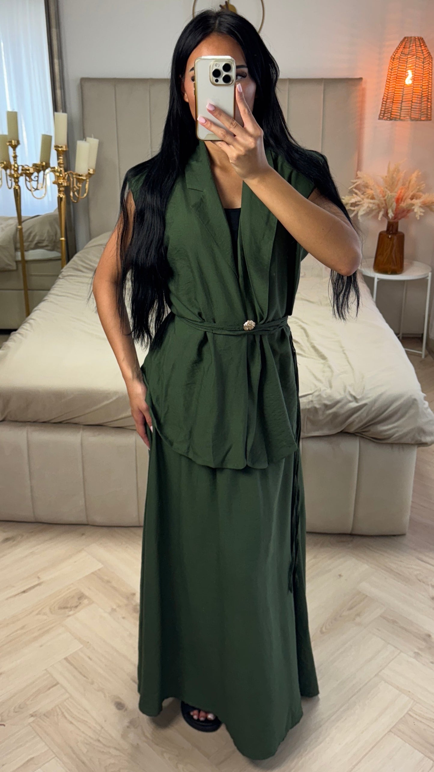 Two-Piece Set with Belt – Viscose Blend