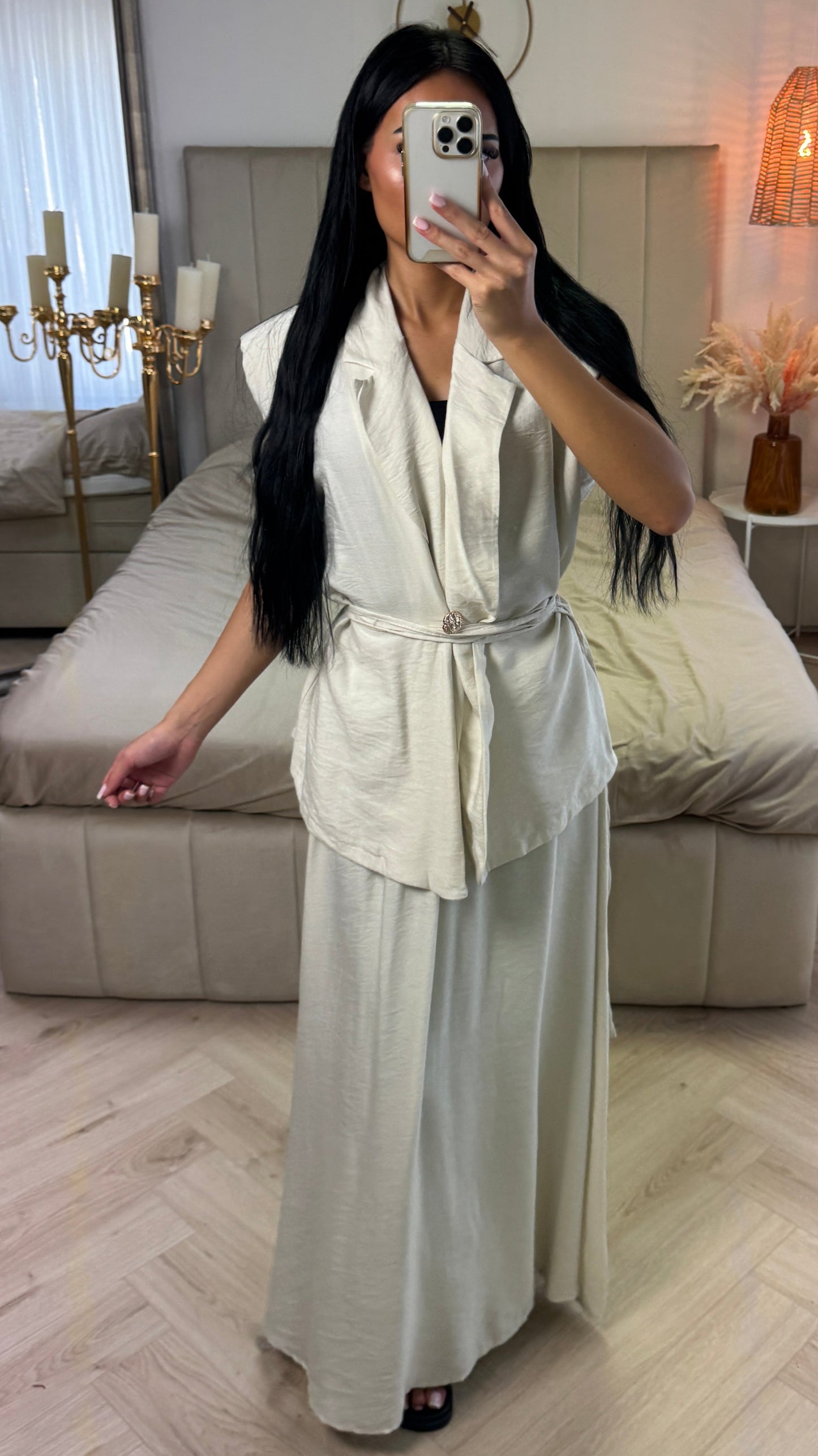 Two-Piece Set with Belt – Viscose Blend