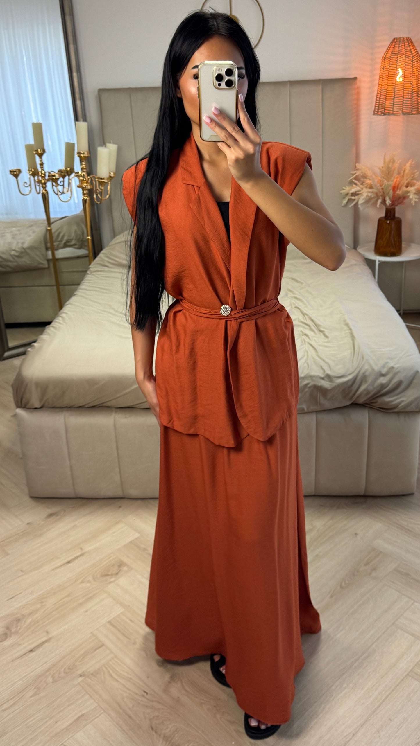 Two-Piece Set with Belt – Viscose Blend