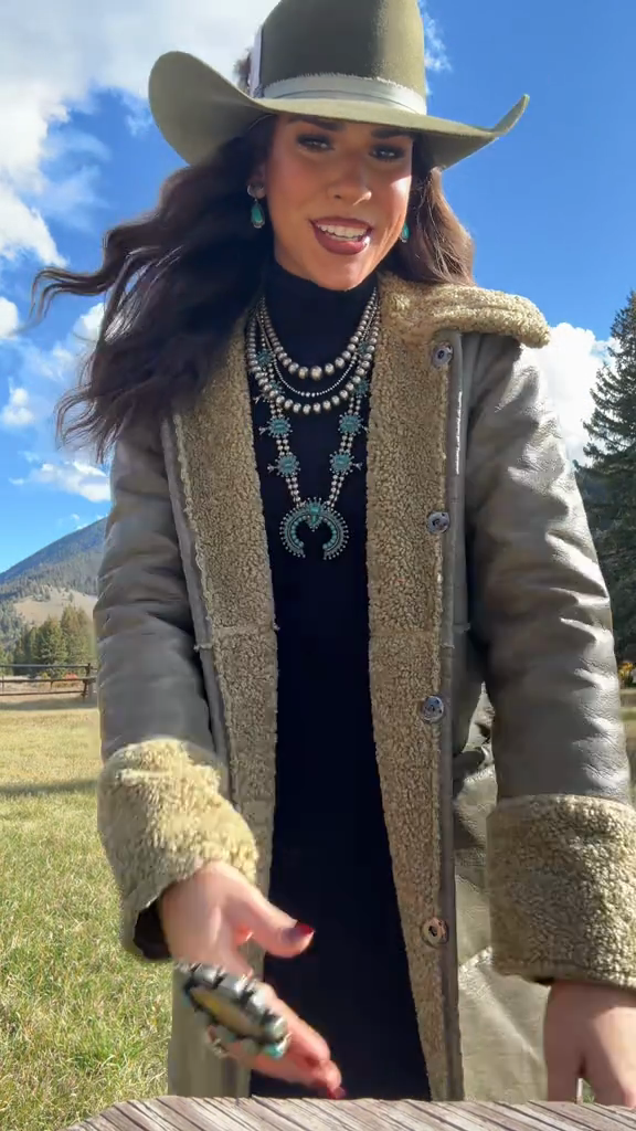 Long Sherpa  Lined Leather Coat