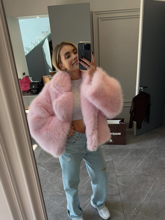 Pink faux fur jacket