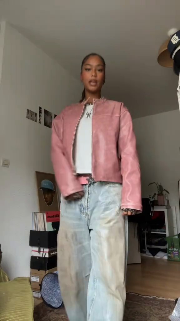 Dusty Pink Suede Moto Jacket