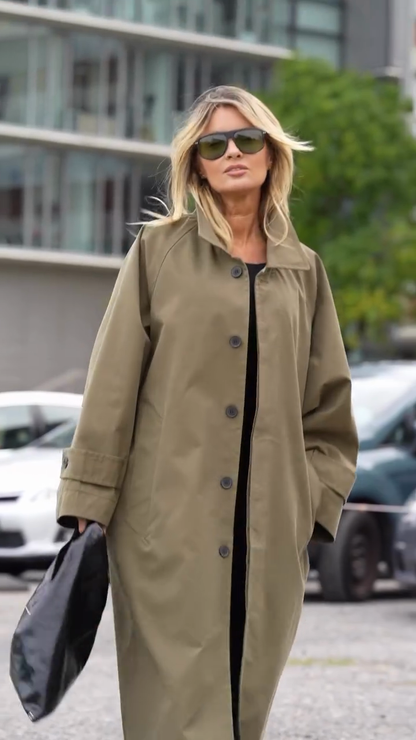 Olive green trench coat
