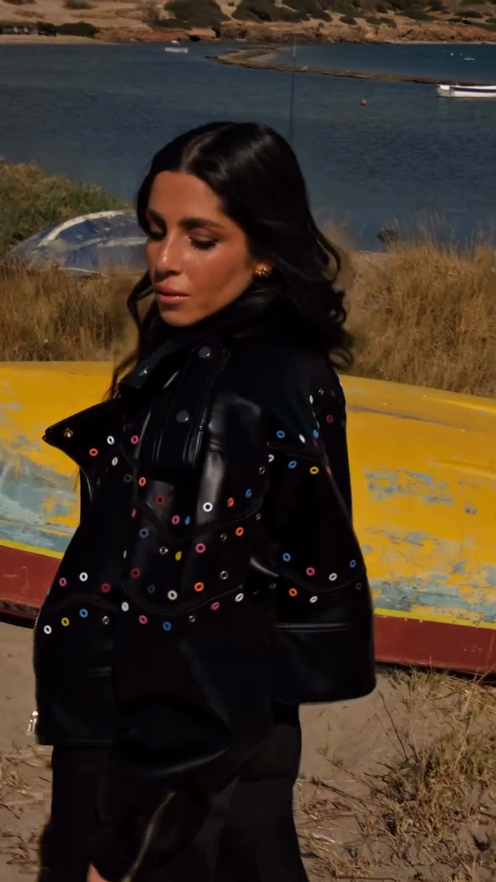 Fashion Eyelet Details Coat