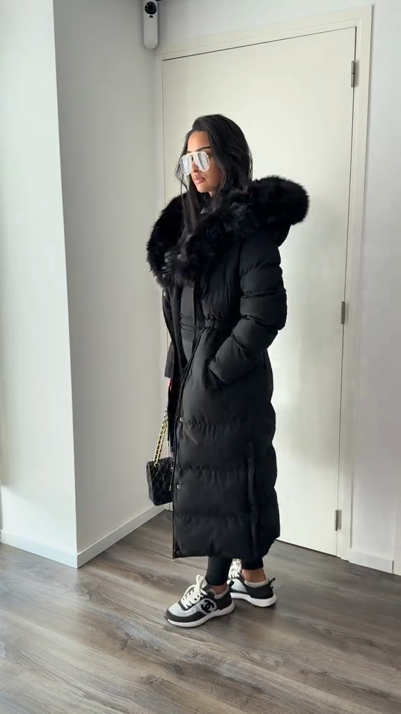 Black belted down jacket