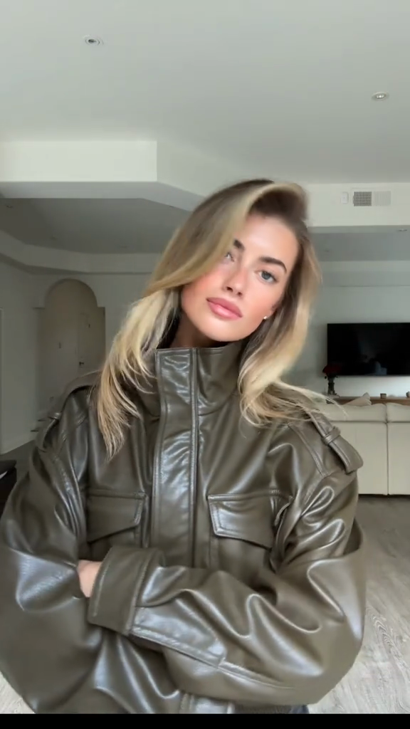 Olive Green Leather Worker Jacket