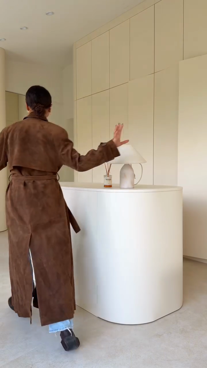 Casual long suede pea coat