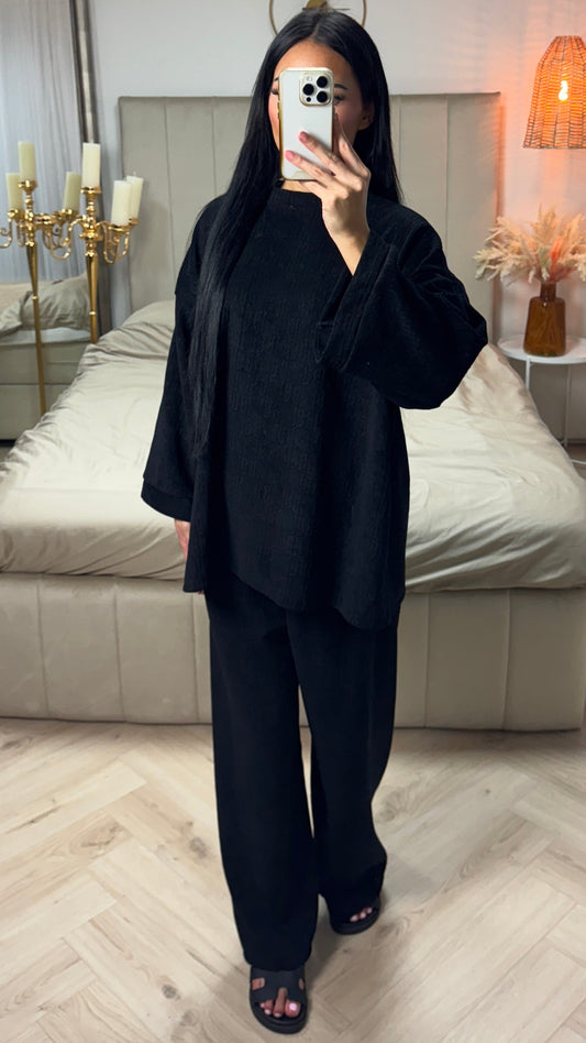 Jacquard Two-Piece Set with Wide Sleeves