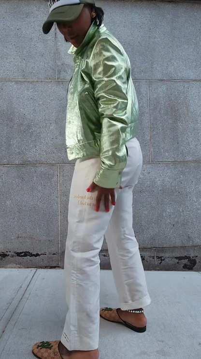 Metallic Green Cropped Jacket