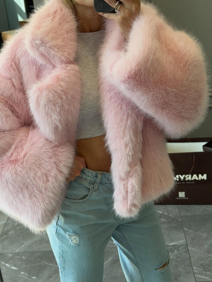 Pink faux fur jacket