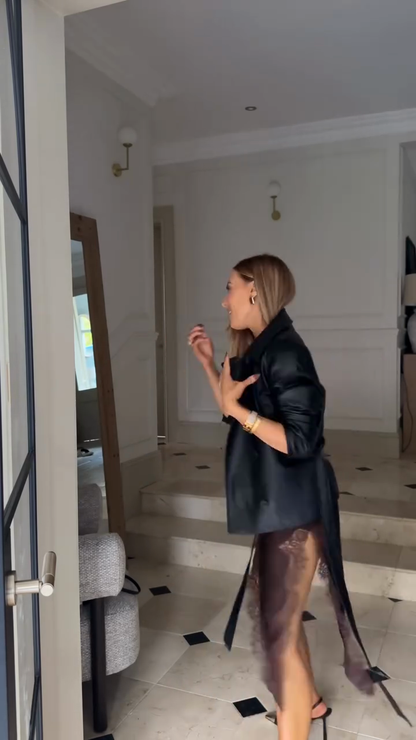 Faux Leather Belted Jacket