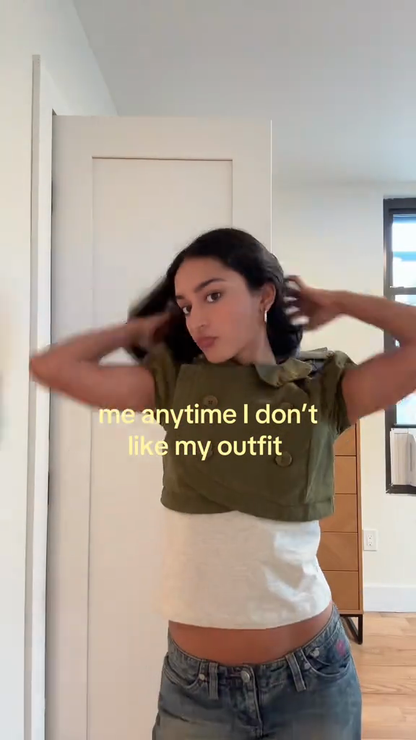 Cropped Collared Layered Jacket