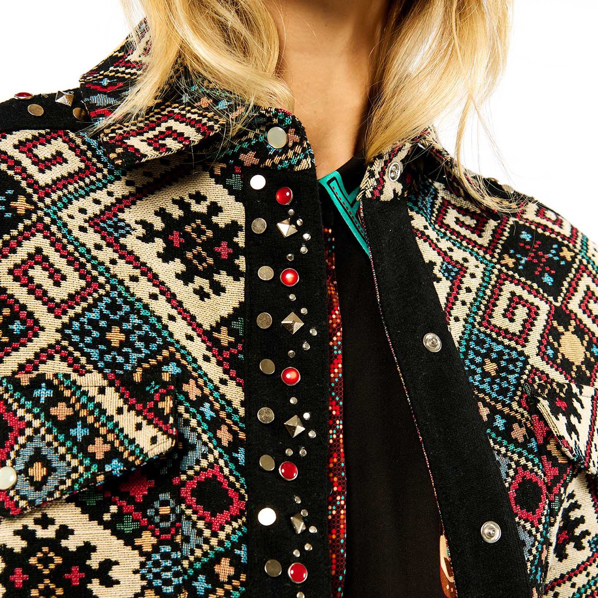 Geometric Patterned Embroidered Coat