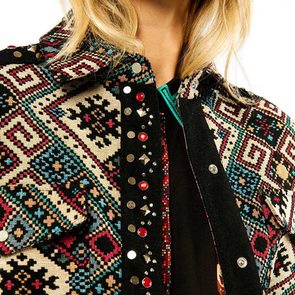 Geometric Patterned Embroidered Coat