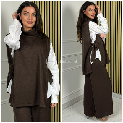 3pcs Heavy Corduroy Blouse+ Sweater+Pants Set