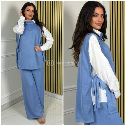 3pcs Heavy Corduroy Blouse+ Sweater+Pants Set