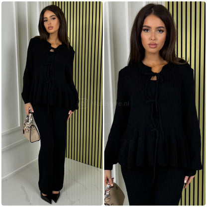 Ruffle Detail 3 Ties Knitwear Set