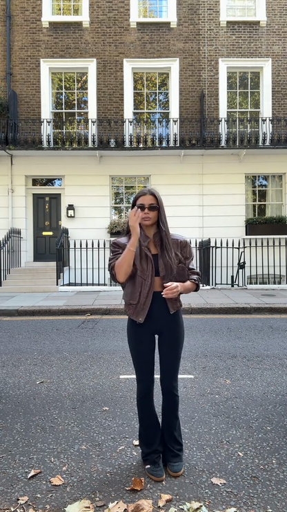 Brown leather biker jacket