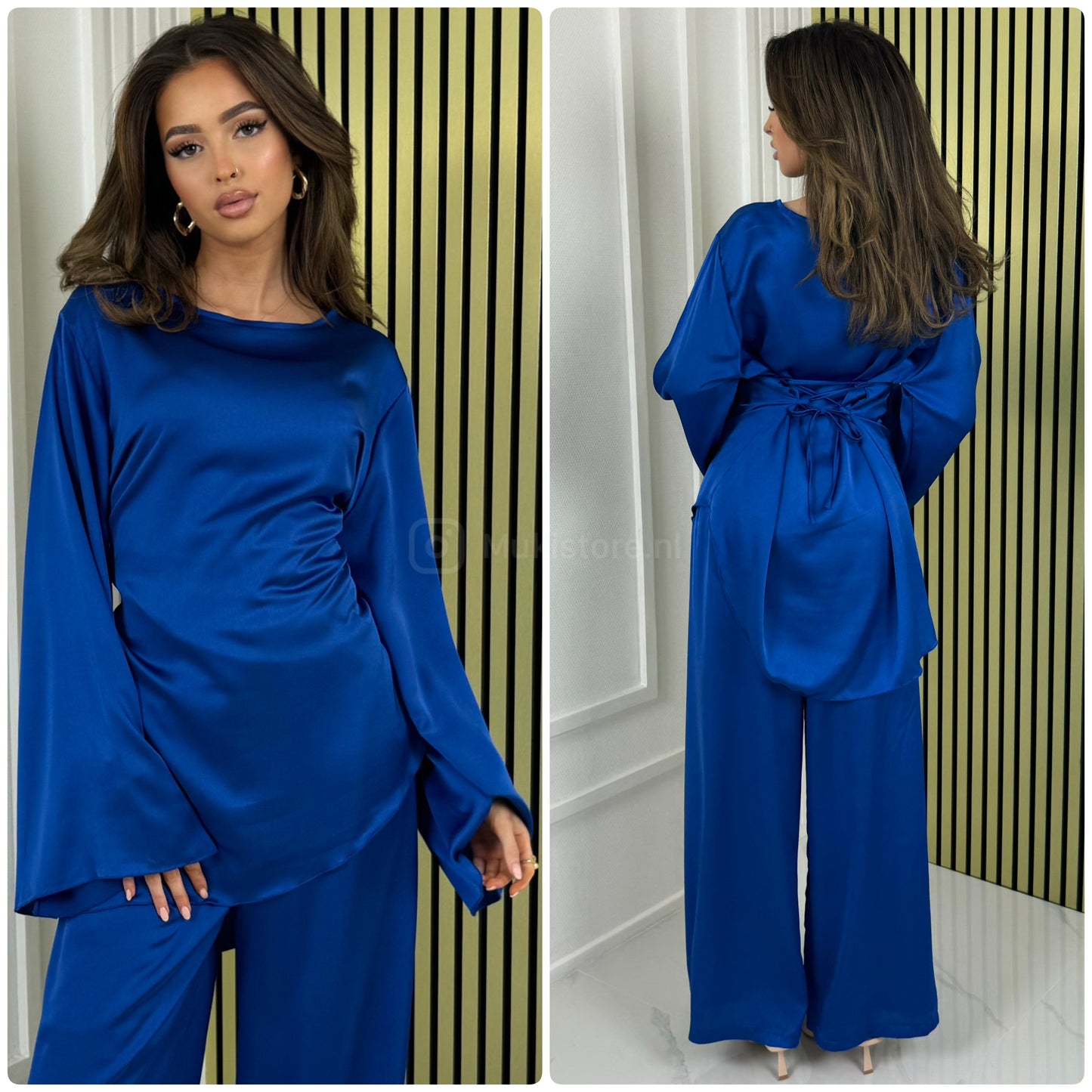 Laces Details Satin Oblique Set