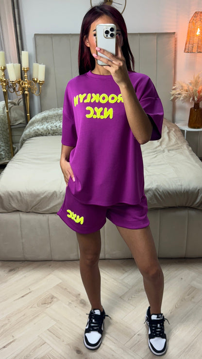 Brooklyn NYC Soft Material Tee+Shorts Set