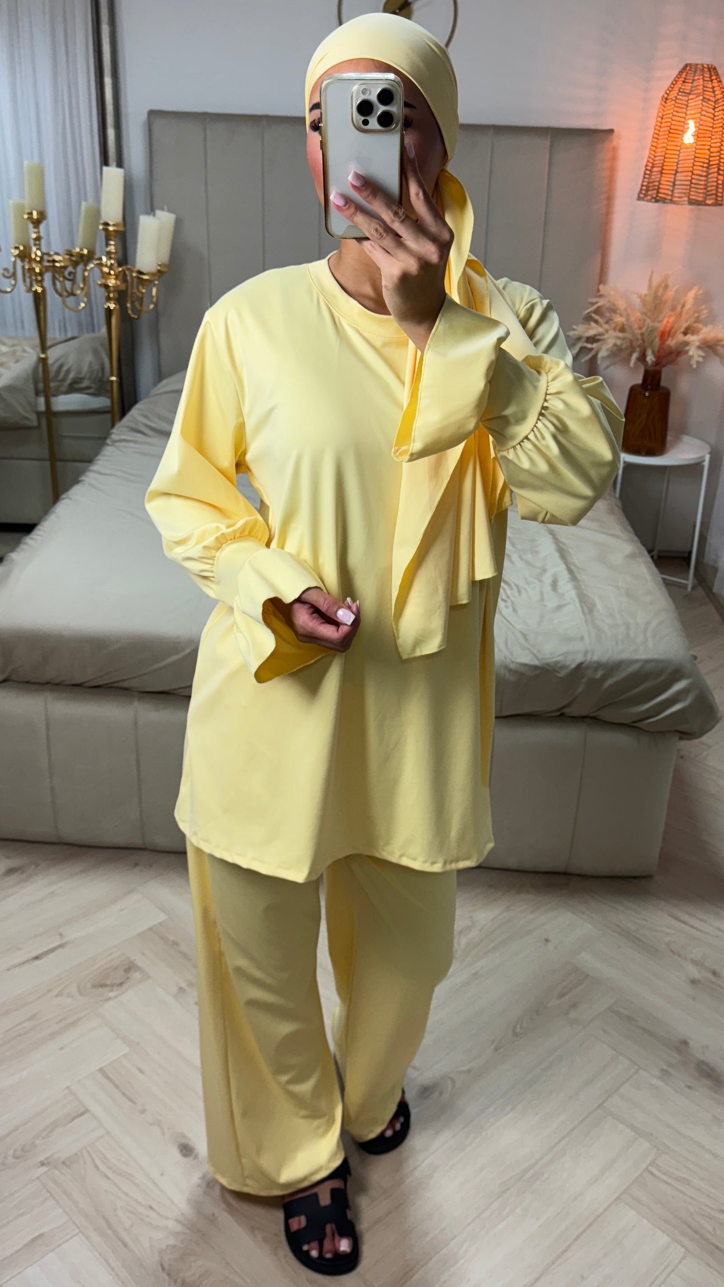 Burkini Set with Pleated Sleeves – With Matching Hijab/Belt