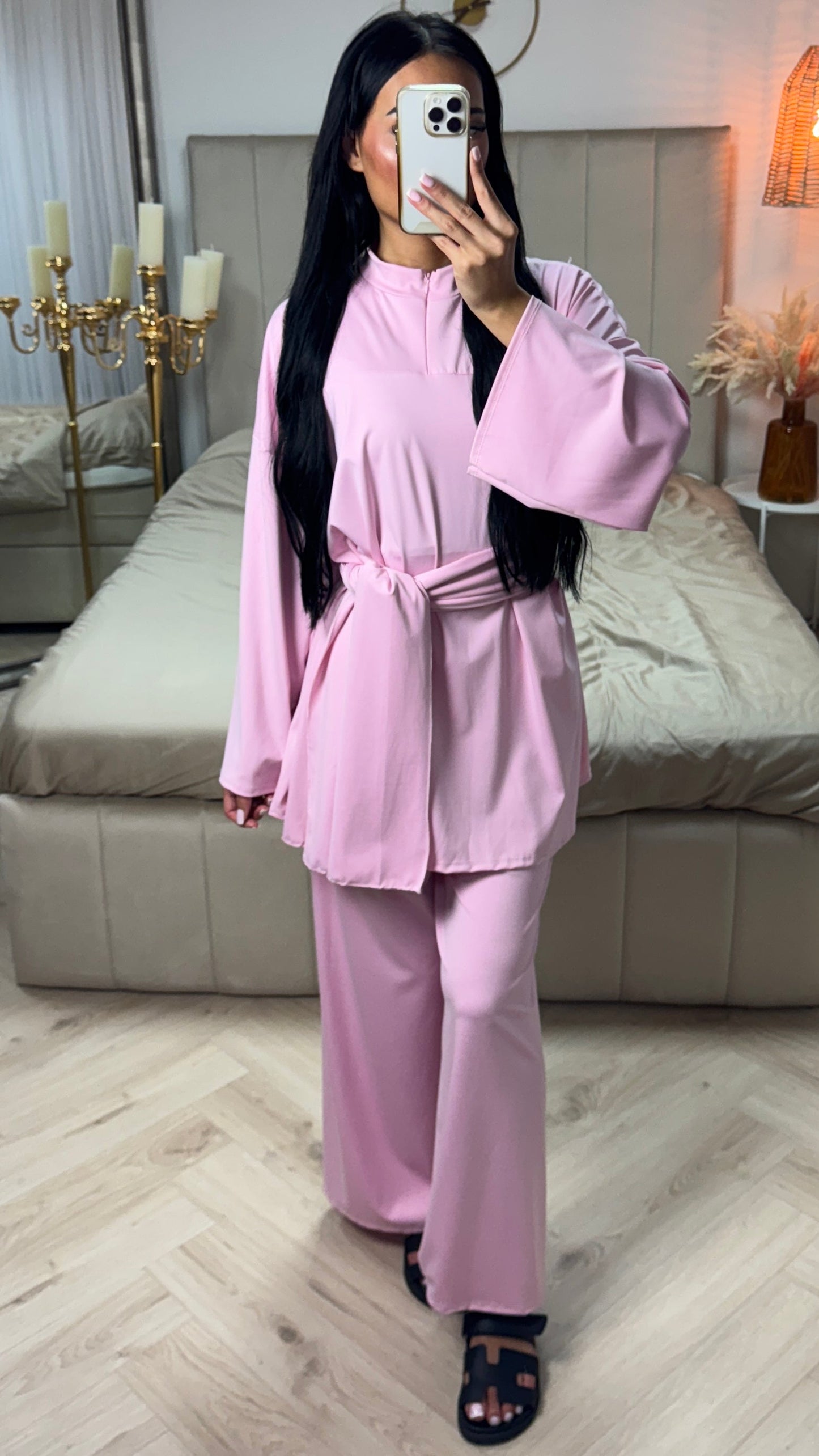 Burkini Set with Zipper and Wide Sleeves – With Matching Hijab/Belt