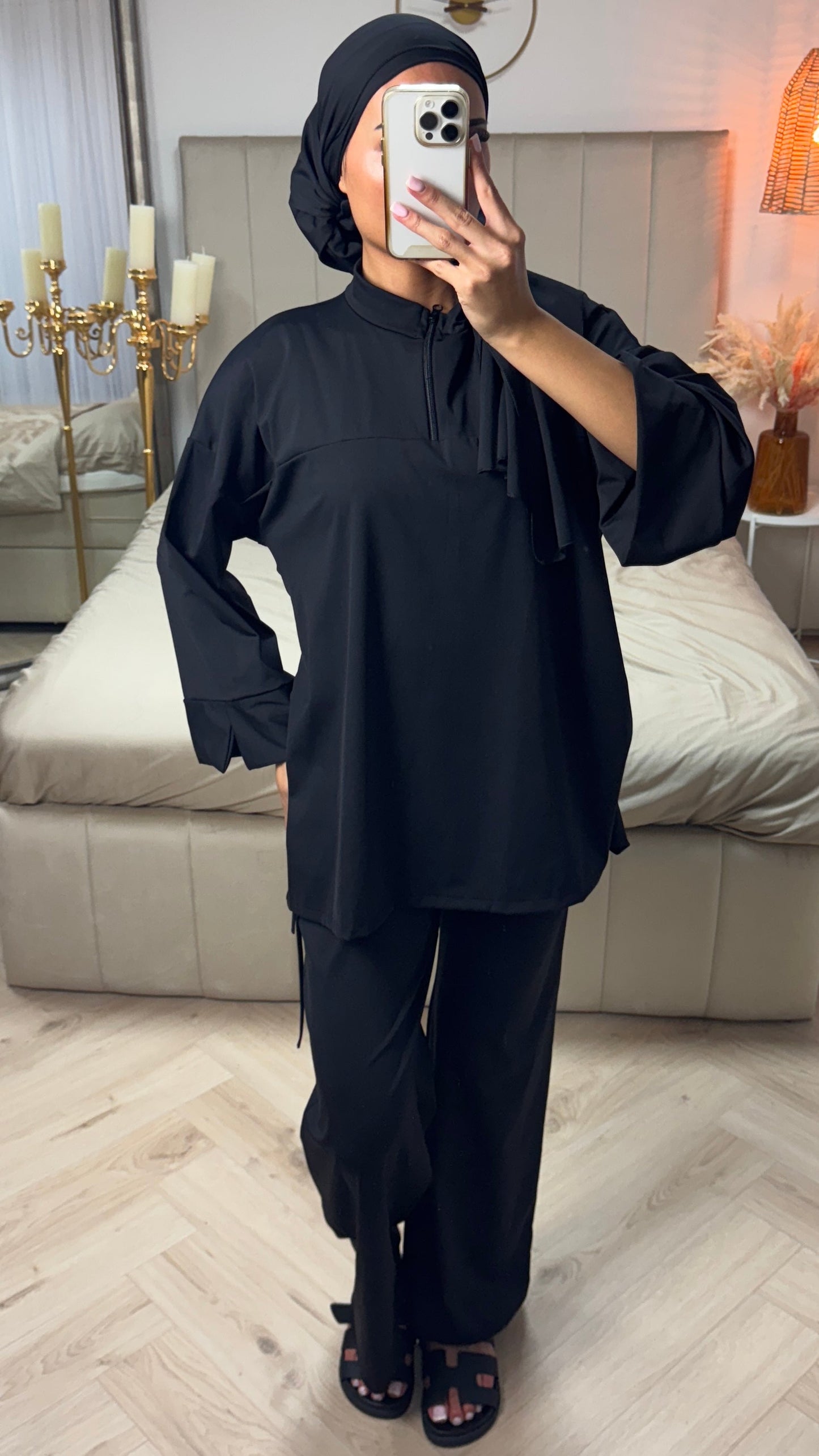 Zip-Up Burkini with Hijab – Split Sleeve Design