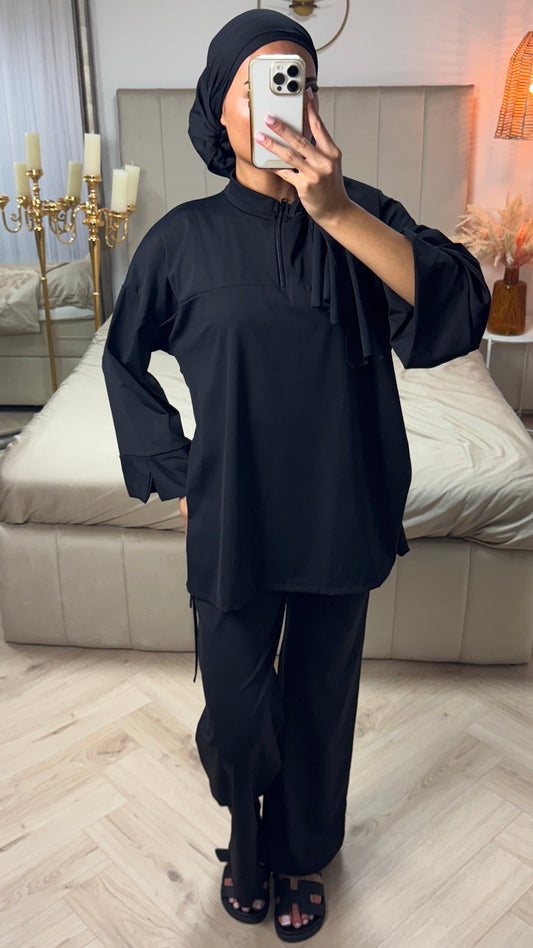 Zip-Up Burkini with Hijab – Split Sleeve Design