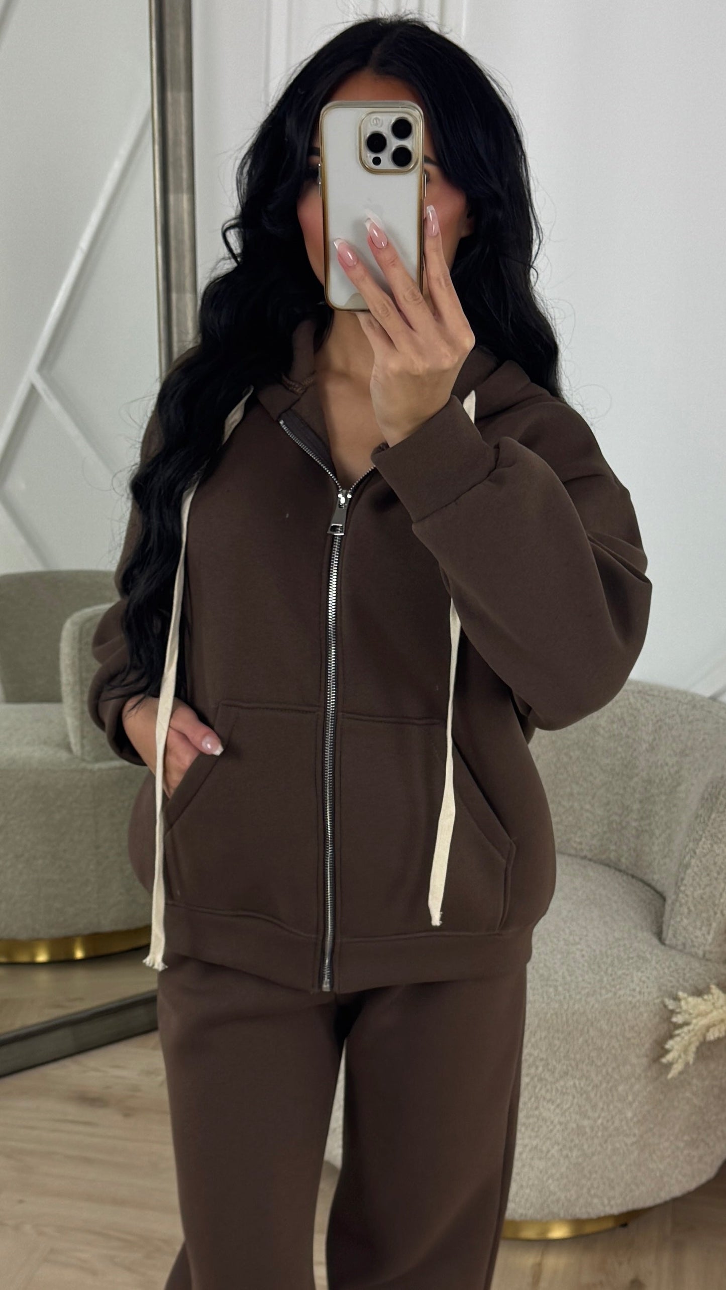 Comfy Cotton Zip Hoodie Set with Wide Pants
