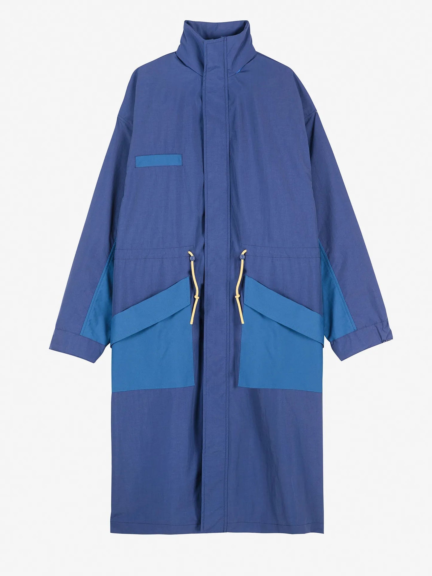 Blue Color - Block Drawstring Trench Coat