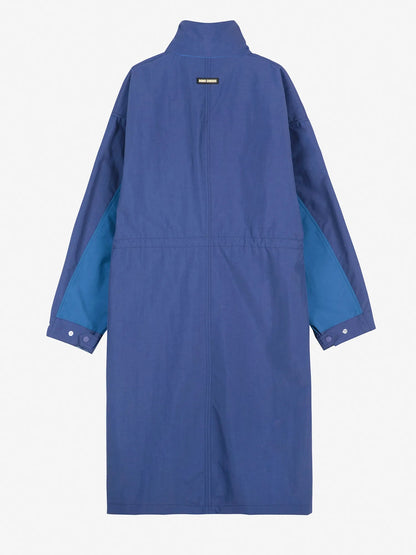 Blue Color - Block Drawstring Trench Coat